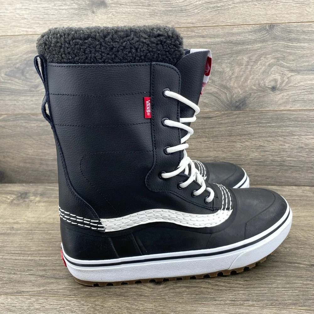 Vans Standard Snow MTE Men 10 Black White Leather Winter Snow Boots Duck Boot